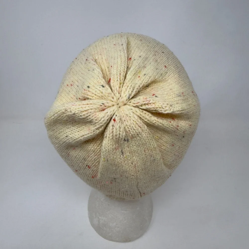 Baby Gap Kids Cream Multi Nep Speckled Fleece‎ Lined Knit Beanie Hat M/L 4-5Y